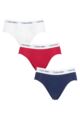 Mens 3 Pack Calvin Klein Cotton Stretch Hip Briefs - White / Red Ginger / Pyro Blue