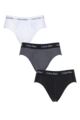 Mens 3 Pack Calvin Klein Cotton Stretch Hip Briefs - White / Stripe / Black