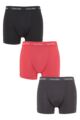 Mens 3 Pack Calvin Klein Cotton Stretch Trunks - Black / Coral / Phantom