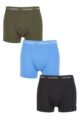 Mens 3 Pack Calvin Klein Cotton Stretch Trunks - Dusk Green / Copenhagen Blue / Black