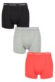 Mens 3 Pack Calvin Klein Cotton Stretch Trunks - Black / Grey Heather / Punch Pink