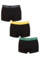 Mens 3 Pair Calvin Klein Low Rise Trunks - Black / Yellow / Flag Green