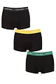 Mens 3 Pair Calvin Klein Low Rise Trunks - Black / Yellow / Flag Green