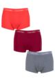 Mens 3 Pair Calvin Klein Low Rise Trunks - Wave Light Red / Pewter / Winterberry