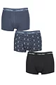 Mens 3 Pair Calvin Klein Low Rise Trunks - Hemisphere Blue / Subdued Logo / Black