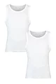 Mens 2 Pack Pringle Cotton Round Neck Vests - White