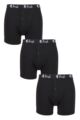 Mens 3 Pack Pringle William Button Front Cotton Boxer Shorts - Black