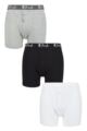 Mens 3 Pack Pringle William Button Front Cotton Boxer Shorts - Black / White / Grey