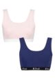 Ladies 2 Pack Pringle Smooth Silhouette Non-Wired Cotton Bralettes - Pink / Navy