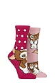 Women's 2 Pair Gremlins Cute Gizmo Fluffy Cosy Socks - Pink