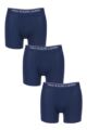 Mens 3 Pack Ralph Lauren Plain Cotton Stretch Longer Leg Boxer Briefs - Navy