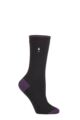 Ladies 1 Pair SOCKSHOP Heat Holders 1.0 TOG Ultralite Striped, Argyle & Patterned Socks - Oia Heel & Toe Black / Purple