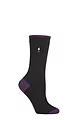 Women's 1 Pair SOCKSHOP Heat Holders 1.0 TOG Ultralite Striped, Argyle & Patterned Socks - Oia Heel & Toe Black / Purple