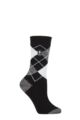 Ladies 1 Pair SOCKSHOP Heat Holders 1.0 TOG Ultralite Striped, Argyle & Patterned Socks - Valletta Argyle Black / Grey