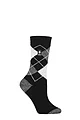 Women's 1 Pair SOCKSHOP Heat Holders 1.0 TOG Ultralite Striped, Argyle & Patterned Socks - Valletta Argyle Black / Grey