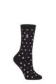 Ladies 1 Pair SOCKSHOP Heat Holders 1.0 TOG Ultralite Striped, Argyle & Patterned Socks - Nicosia Dots Black / Purple