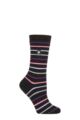 Ladies 1 Pair SOCKSHOP Heat Holders 1.0 TOG Ultralite Striped, Argyle & Patterned Socks - Riga Stripe Black