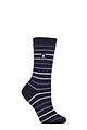 Women's 1 Pair SOCKSHOP Heat Holders 1.0 TOG Ultralite Striped, Argyle & Patterned Socks - Riga Stripe Navy