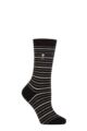 Ladies 1 Pair SOCKSHOP Heat Holders 1.0 TOG Ultralite Striped, Argyle & Patterned Socks - Annapurna Stripe Black