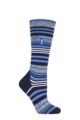 Ladies 1 Pair SOCKSHOP Heat Holders 1.0 TOG Apres Ski Ultra Lite Ski Socks - Navy Stripe