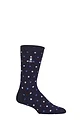 Mens 1 Pair SOCKSHOP Heat Holders 1.0 TOG Ultralite Striped, Argyle and Patterned Socks - Zadar Micro Square Navy