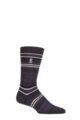 Mens 1 Pair SOCKSHOP Heat Holders 1.0 TOG Ultralite Striped, Argyle and Patterned Socks - Santiago Stripe Charcoal