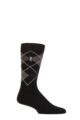 Mens 1 Pair SOCKSHOP Heat Holders 1.0 TOG Ultralite Striped, Argyle and Patterned Socks - Wicklam Argyle Black / Olive