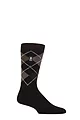 Mens 1 Pair SOCKSHOP Heat Holders 1.0 TOG Ultralite Striped, Argyle and Patterned Socks - Wicklam Argyle Black / Olive