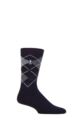 Mens 1 Pair SOCKSHOP Heat Holders 1.0 TOG Ultralite Striped, Argyle and Patterned Socks - Wicklam Argyle Navy / Blue