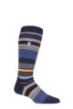 Mens 1 Pair SOCKSHOP Heat Holders 1.0 TOG Slalom Adventure Ultra Lite Ski Socks - Navy Stripe