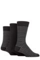 Mens 3 Pair SOCKSHOP TORE 100% Recycled Fine Stripe Cotton Socks - Black
