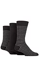 Mens 3 Pair SOCKSHOP TORE 100% Recycled Fine Stripe Cotton Socks - Black