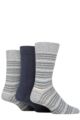 Mens 3 Pair SOCKSHOP TORE 100% Recycled Multi Stripe Cotton Socks - Grey