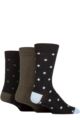 Mens 3 Pair SOCKSHOP TORE 100% Recycled Cotton Polka Dot Patterned Socks - Spots Black