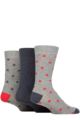 Mens 3 Pair SOCKSHOP TORE 100% Recycled Cotton Polka Dot Patterned Socks - Spots Light Grey
