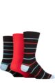 Mens 3 Pair SOCKSHOP TORE 100% Recycled Cotton Thin Stripe Patterned Socks - Thin Stripes Black