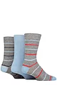 Mens 3 Pair SOCKSHOP TORE 100% Recycled Cotton Thin Stripe Patterned Socks - Thin Stripes Light Grey