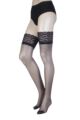 Ladies 1 Pair Oroblu Secret 15 Denier Lace Top Stockings - Black
