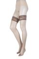 Ladies 1 Pair Oroblu Soriee 15 Denier Hold Ups With Lace Top - Ambre