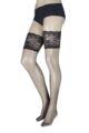 Ladies 1 Pair Trasparenze Voile 8 Denier Sheer Hold Ups with Lace Top - Black