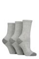 Women's 3 Pair SOCKSHOP TORE 100% Recycled Plain Cotton Boot  Socks - Light Grey