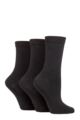 Ladies 3 Pair SOCKSHOP TORE 100% Recycled Plain Cotton Socks - Black