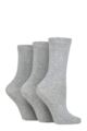 Ladies 3 Pair SOCKSHOP TORE 100% Recycled Plain Cotton Socks - Grey