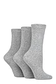 Women's 3 Pair SOCKSHOP TORE 100% Recycled Plain Cotton Socks - Grey