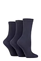 Women's 3 Pair SOCKSHOP TORE 100% Recycled Plain Cotton Socks - Navy