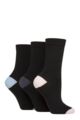 Women's 3 Pair SOCKSHOP TORE 100% Recycled Heel and Toe Cotton Socks - Black Pink / Denim / Blue
