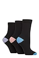 Women's 3 Pair SOCKSHOP TORE 100% Recycled Heel and Toe Cotton Socks - Black Blue / Dusty / Lilac