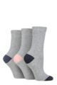 Ladies 3 Pair SOCKSHOP TORE 100% Recycled Heel and Toe Cotton Socks - Grey
