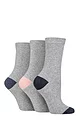 Women's 3 Pair SOCKSHOP TORE 100% Recycled Heel and Toe Cotton Socks - Grey