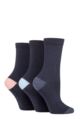 Ladies 3 Pair SOCKSHOP TORE 100% Recycled Heel and Toe Cotton Socks - Navy